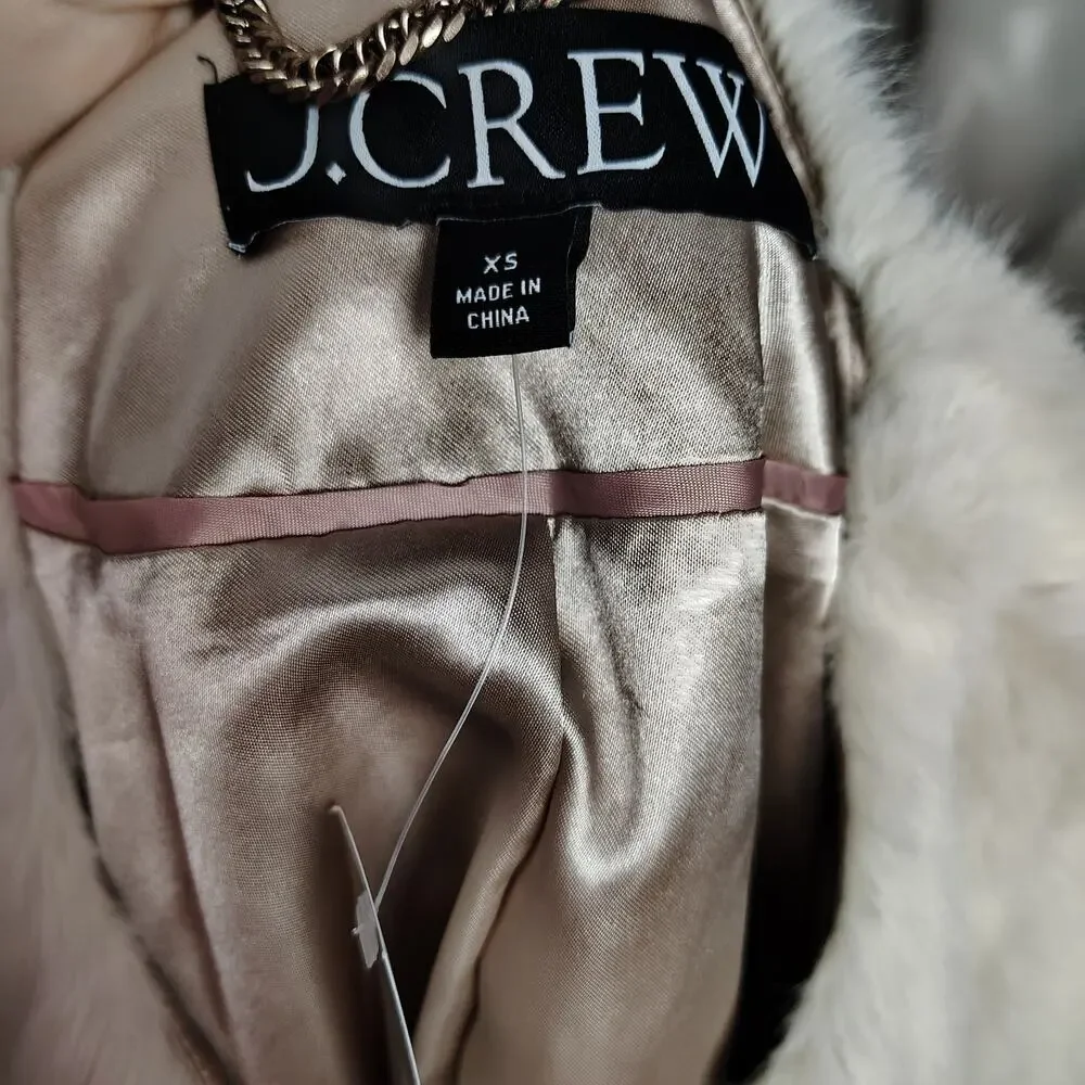 J.Crew Faux Fur Lady Jacket Cream Ivory Cropped Coat Size XS